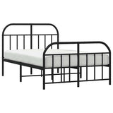 Metal Bed Frame without Mattress with Footboard Black 120x200cm 353651