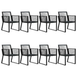 Dining Set Black PVC rattan, powder-coated steel, glass 9 Piece Set 3060218