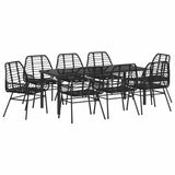 Garden Dining Set 9 pcs Black Poly Rattan 3380847