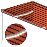 Manual Retractable Awning with Blind&LED 4x3m Orange&Brown 3069425
