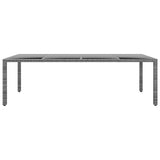 Garden Table 250x100x75 cm Tempered Glass and Poly Rattan Grey 310593