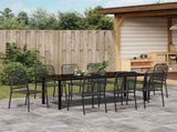 Garden Dining Set 9 pcs Black Powder-Coated Steel 3379162