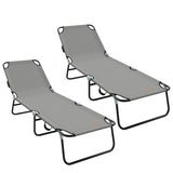 Folding Sun Lounger 2 pcs Grey 188 x 57 x 86.5 cm Polyester 42003149