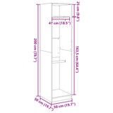 Wardrobe Concrete Grey 50x50x200 cm Engineered Wood 3307786