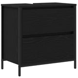 Bathroom Basin Cabinet with Drawers Black Oak 60x34.5x60 cm 861882