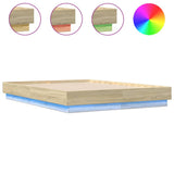 Bed Frame with LED without Mattress Sonoma Oak 135x190 cm Double 3209816