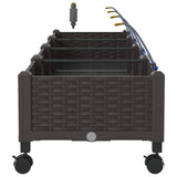 Garden Planter with Irrigation&Wheels 4 pcs Brown PP 3423143