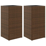 ZNTS Garden Planters 2 pcs Brown 40x40x80 cm Poly Rattan 3210520