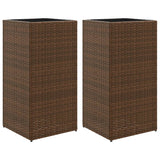 ZNTS Garden Planters 2 pcs Brown 40x40x80 cm Poly Rattan 3210520