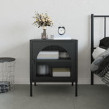 Nightstand Black 50x35x60 cm Glass and Steel 352997