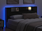 Headboard Cabinet with LED Black Oak 140 x 16.5 x 103.5 cm 8006567