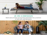 2 Seater Rattan Sofa with Cushions, 2-in-1 PE Rattan Daybed Sofa with Left Up or Down Armrests, T3398P318742