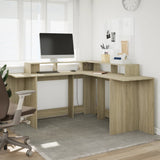 Desk with LED Lights Sonoma Oak 152x152x91 cm Engineered Wood 3309458