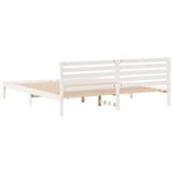 Bed Frame with Headboard White 200 x 220 cm Solid Pine Wood 872342