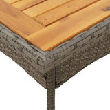 Garden Table with Acacia Wood Top Grey 80x80x75 cm Poly Rattan 365520