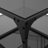 Coffee Tables with Black Glass Top 2 pcs 50x50x45 cm Steel 846009