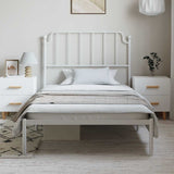 Metal Bed Frame without Mattress with Headboard White 100x190cm 373930