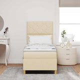 Box Spring Bed with Headboard Cream 80 x 200 cm Fabric 3339656
