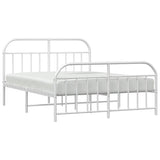 Metal Bed Frame without Mattress with Footboard White 150x200cm 353704