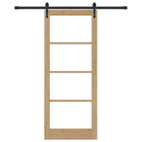 Sliding Door Natural 86 x 211 cm Solid Pine Wood and Glass 3332341