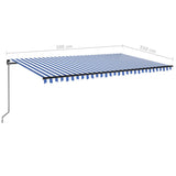Manual Retractable Awning with LED 500x350 cm Blue and White 3069221