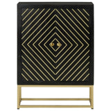Sideboard with 2 Doors Black&Gold 55x30x75 cm Solid Wood Mango 352042