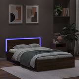 Bed Frame with Headboard and LED Brown Oak 120x200 cm 3207622