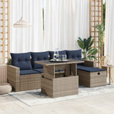 6 Piece Garden Sofa Set with Cushions Grey Poly Rattan 3327811