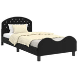Children's Bed Frame with Headboard Black 90 x 200 cm Velvet 42011129