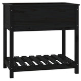 Planter with Shelf Black 82.5x54x81 cm Solid Wood Pine 823784