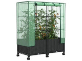 Garden Planter with Greenhouse Cover&Wheels 2 pcs Black PP 3422980