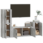 4 Piece TV Cabinet Set Concrete Grey Engineered Wood 3188602