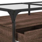 Coffee Table with Glass Top Brown Oak 98.5x50x45 cm Steel 846048
