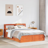 Bed Frame with Headboard Wax Brown 135x190 cm Double Solid Wood Pine 3306359