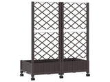 Garden Planter with Trellis&Wheels Brown 80 x 40 x 131.5 cm PP 3422964