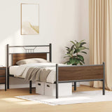 Bed Frame without Mattress Brown Oak 100x200 cm Engineered Wood 4107029