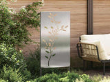 Garden Privacy Screen Floral Silver 50 x 140 cm Stainless steel 876326