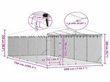 Outdoor Dog Kennel with Roof Silver 3x7.5x2.5 m Galvanised Steel 3190489