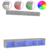 5 Piece TV Wall Units with LED Concrete Grey Engineered Wood 3216685