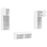 4 Piece TV Wall Cabinets with LED Lights White 3216576