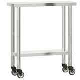 Kitchen Work Table with Wheels 82.5x30x85 cm Stainless Steel 376460