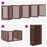 Dog Gate with Door Foldable 9 Panels Brown 450 cm Poplar Wood 3155662
