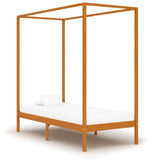 Canopy Bed Frame without Mattress Honey Brown Solid Wood 90x200cm 283256