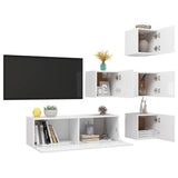 5 Piece TV Cabinet Set White Engineered Wood 3078722