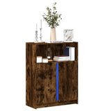 Sideboard with LED Smoked Oak 77x34x100 cm Engineered Wood 852149