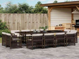 13 Piece Garden Dining Set with Cushions Brown Poly Rattan 3211041