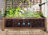 Raised Bed with Drainage Holes, Wood Planter with Trellis for Climbing Plants to Grow Vegetables, T3398P314199