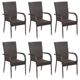 Dining Set Brown Solid Acacia wood, PE Rattan, Powder-Coated Steel 3067877