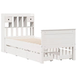 Bookcase Bed without Mattress White 90x190 cm Single Solid Wood Pine 3308943