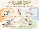 Rope Puller 3/4 Ton Capacity with 30.48m X 1.52cm Rope 2 Hook Come along Winch Ratchet T6639P618926